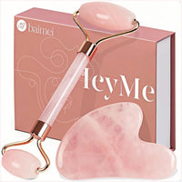 BAIMEI IcyMe Jade Roller & Gua Sha, Self Care for Men Women, Massager for Face, Eyes, Neck, Relieve Fine Wrinkles - Rose Quartz